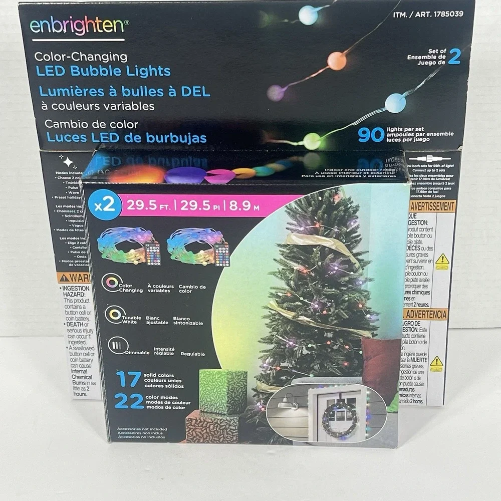 Enbrighten LED Color Changing Bubble Lights 2x29.5ft w/Remote  NEW